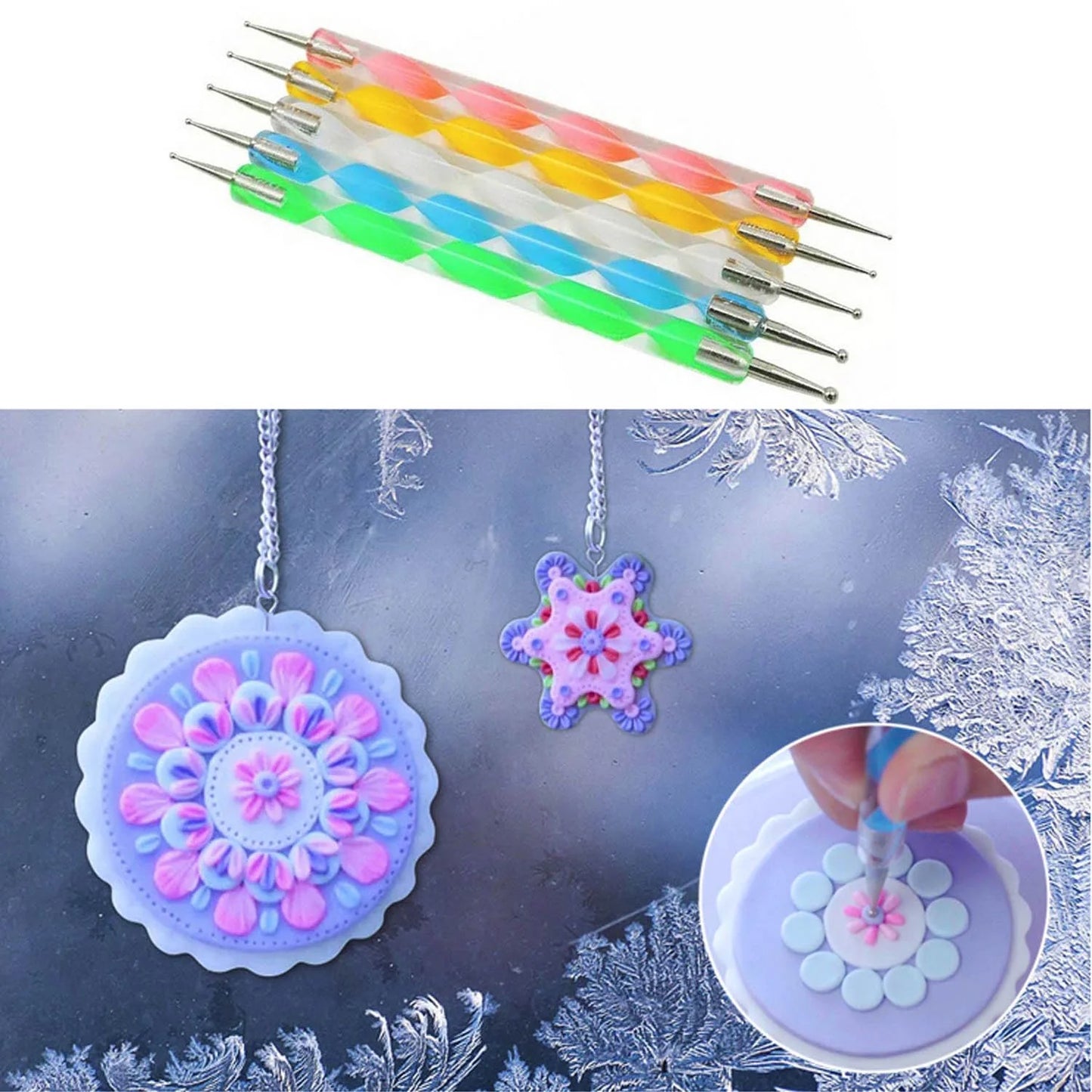 25pcs Mandala Dotting Tools Set - Dotting Pens, Brush, Acrylic Rods With White Pencil Carrying Bag For Painting Rocks Drawing Drafting