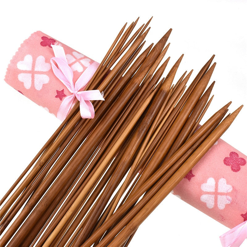 Bamboo Knitting Needles Set - Straight Single Point Yarn Weave Knitting Needles Hook Kit