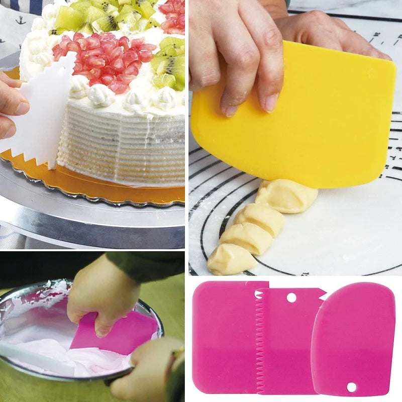 3PCs/Set Silicone Spatula Pastry, Dough, Cake Slicer - Baking Scraper