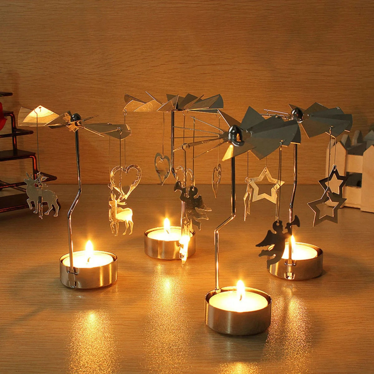 Christmas Rotary Candle Holder Merry Christmas Decor For Home Christmas Ornament Xmas Gifts Happy New Year 2022 Noel Navidad