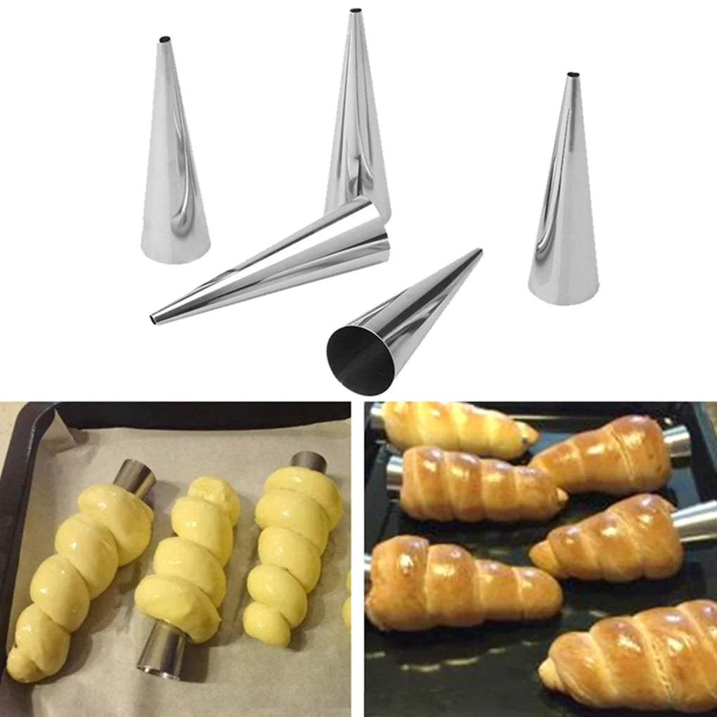 Stainless Steel- Spiral Croissants, Conical Tube, Cone Roll Moulds