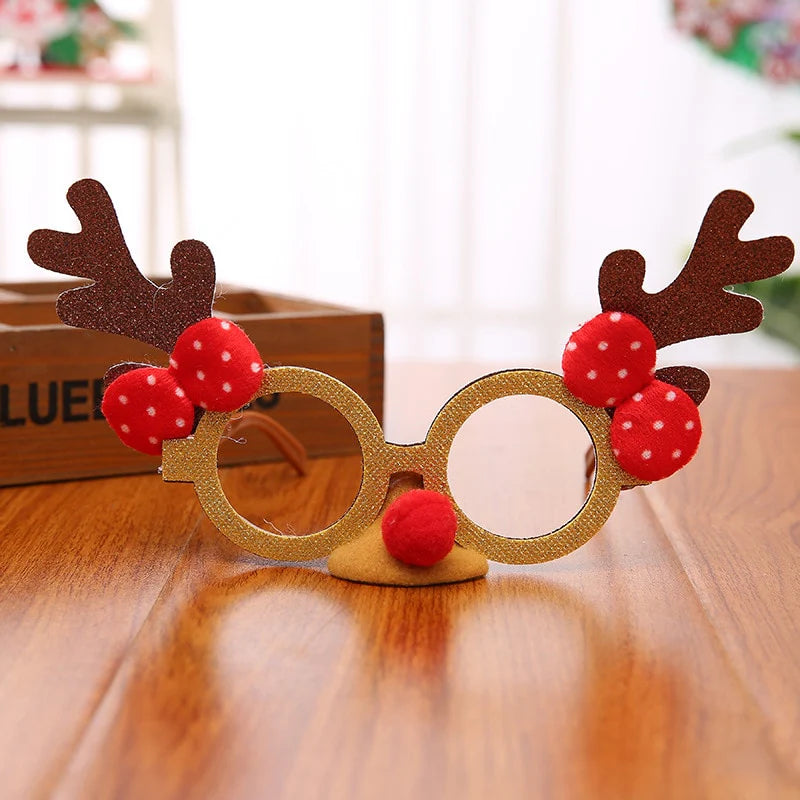 Christmas Tree Colored Glasses Cartoon Antlers Elderly