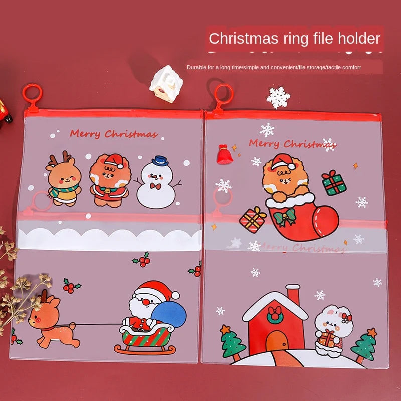 Merry Christmas A5 Transparent PVC Document Bag File Folder