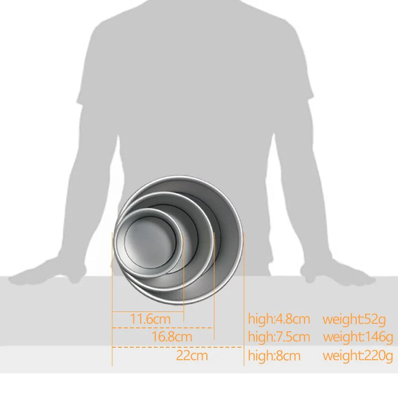 Aluminum Alloy Chiffon Cake Mold Set, 3 Tier Round Cakes Tins