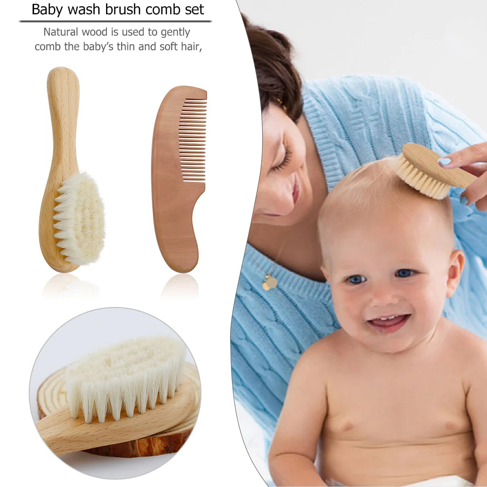 Natural Wool Baby Wooden Brush Comb