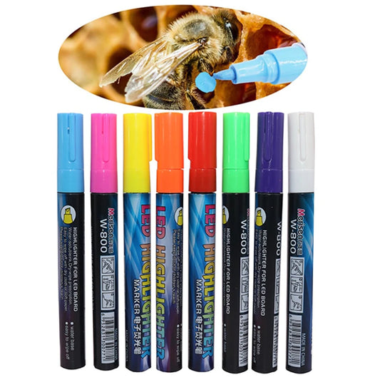 LED Highlighter Marks Pen Queen Bee Marker Pen 135mm*4mm 8 Colors Optional Bevel Nib Paintbrush Beekeeping Tools