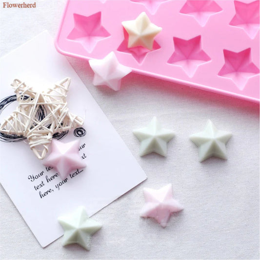 3D Stars Handmade Flexible Silicone Soap Mold - DIY Chocolate Biscuit Fondant Mold