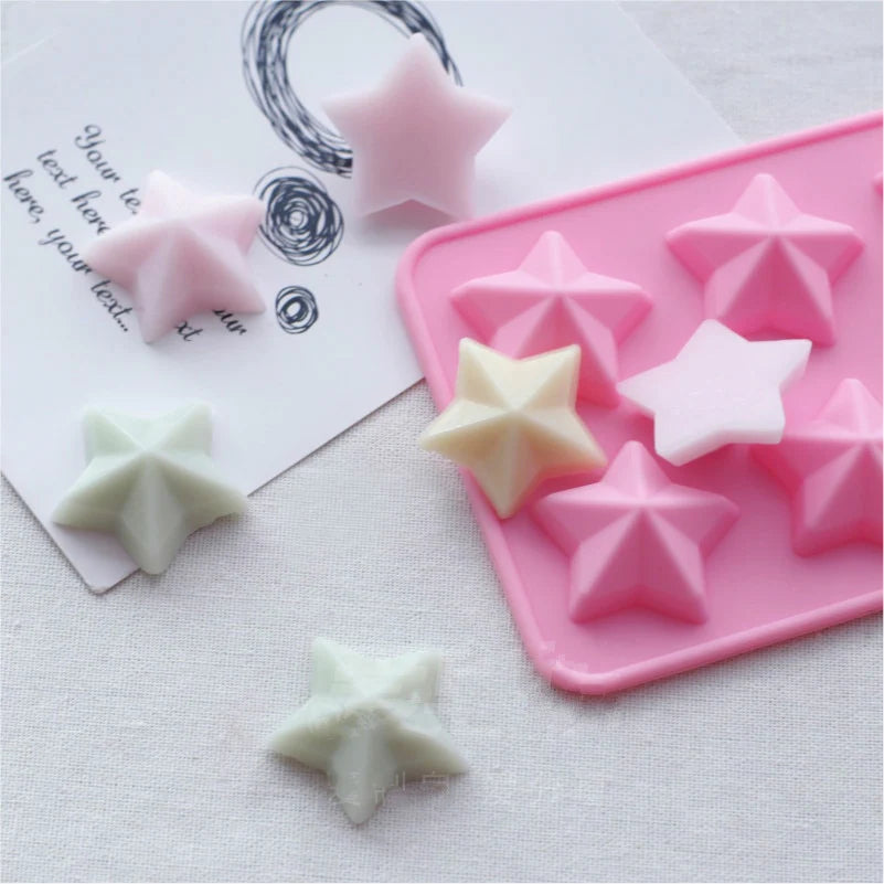 3D Stars Handmade Flexible Silicone Soap Mold - DIY Chocolate Biscuit Fondant Mold