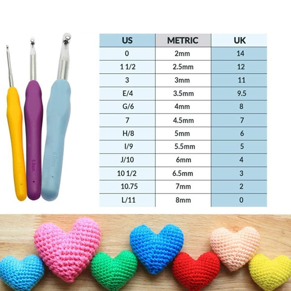 Mixed Metal Crochet Hook Template Kit - TPR Aluminum Knitting Needles