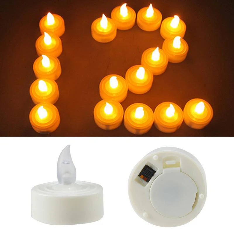 12PCS Electronic LED Tea Light Candles - Realistic, Battery Powered, Flameless Candles