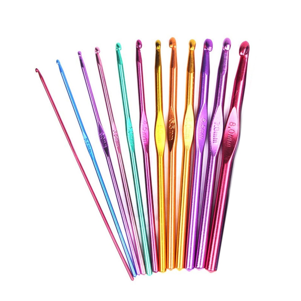 Colorful Aluminum Knitting Needle Crochet Hook Set, Weaving Tool