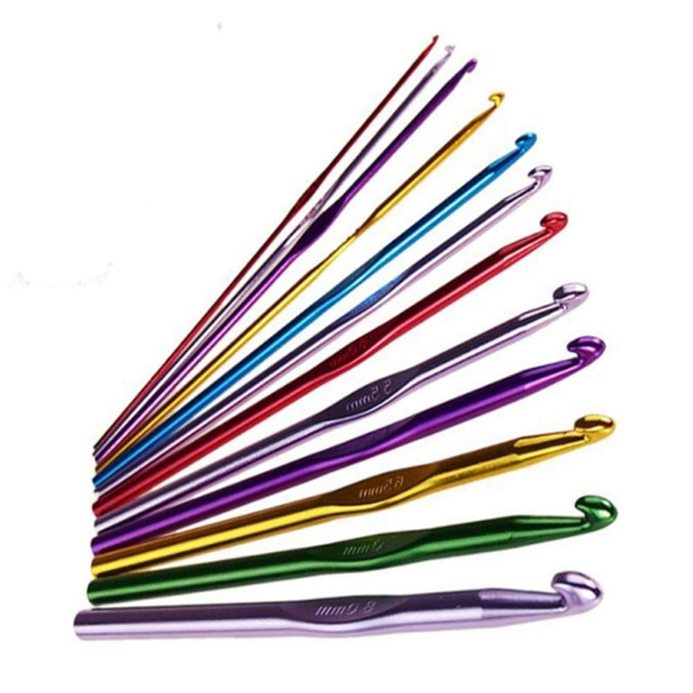 Colorful Aluminum Knitting Needle Crochet Hook Set, Weaving Tool
