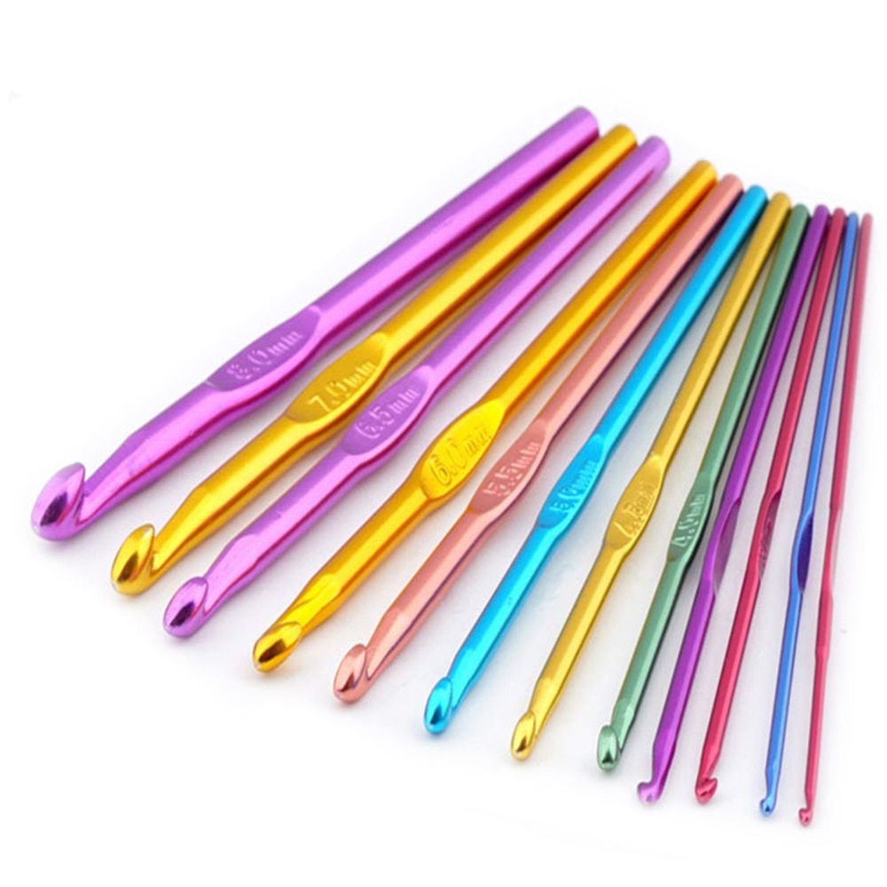 Colorful Aluminum Knitting Needle Crochet Hook Set, Weaving Tool