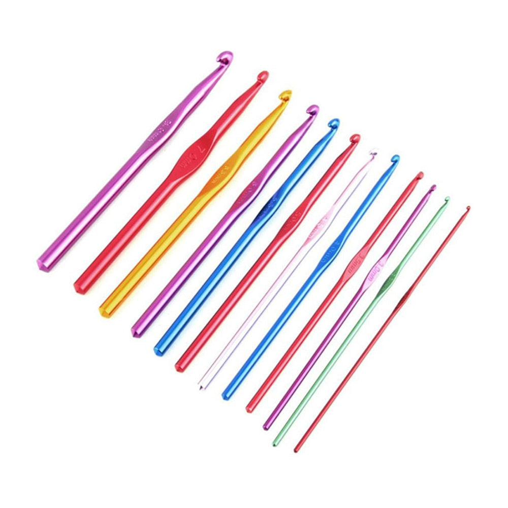 Colorful Aluminum Knitting Needle Crochet Hook Set, Weaving Tool