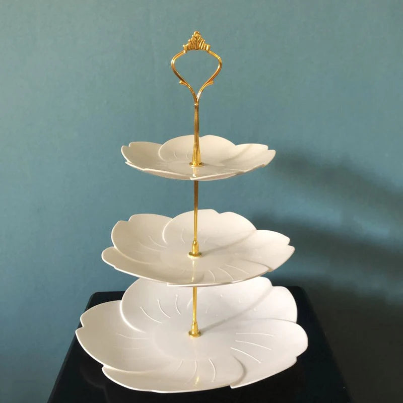 Three layer Fruit Plate Cake Stand used for Dessert Vegetable Storage