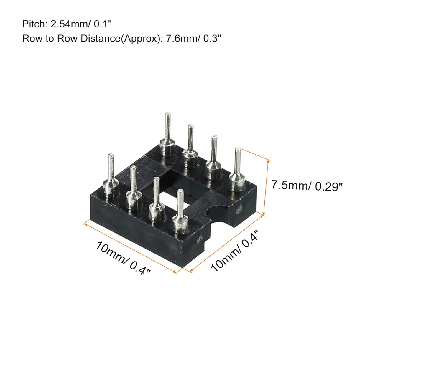 DIP IC Chip Socket Adapter Round Pin 8P 2.54mm Pitch IC Socket for PCB Board Chip