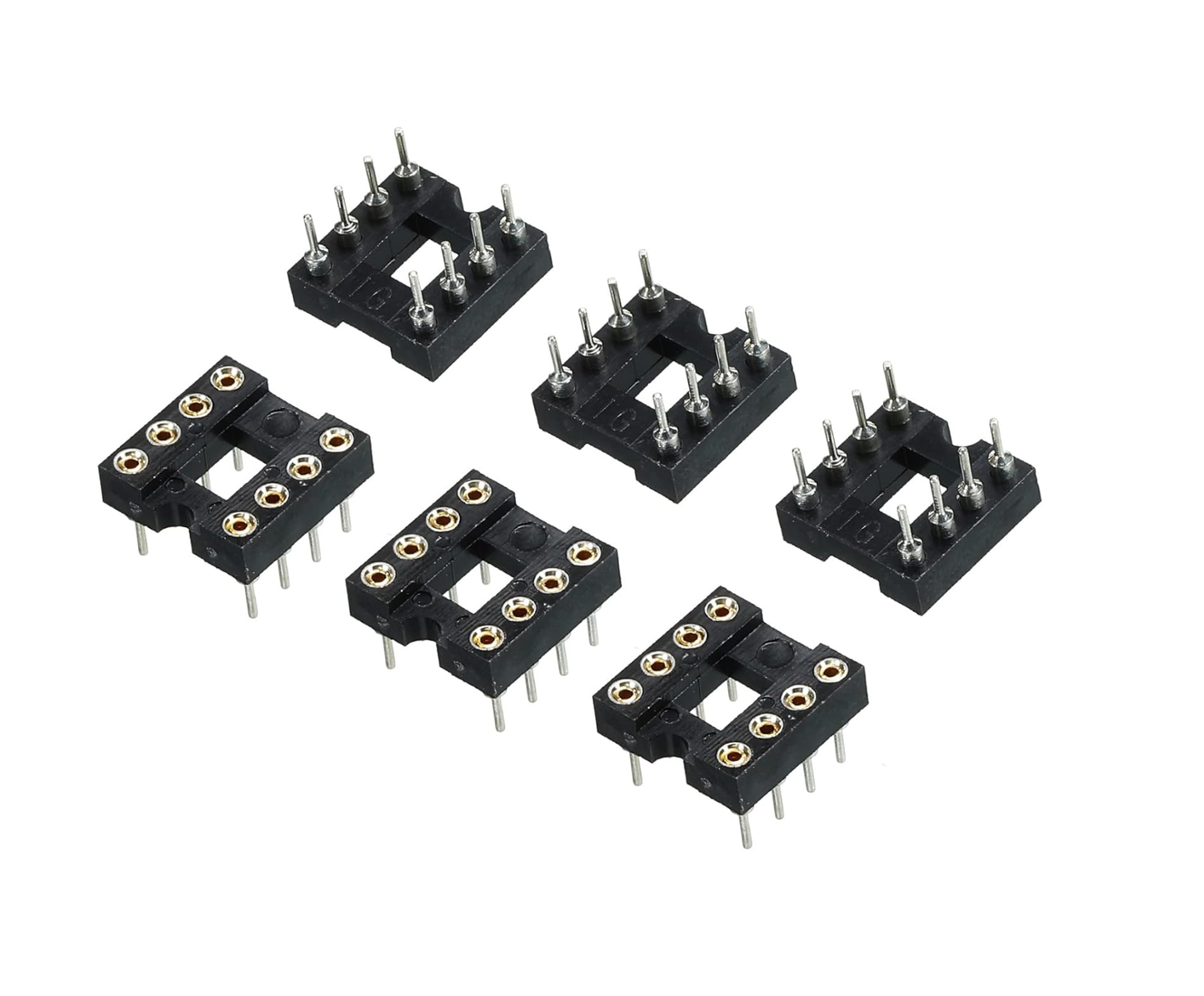 DIP IC Chip Socket Adapter Round Pin 8P 2.54mm Pitch IC Socket for PCB Board Chip