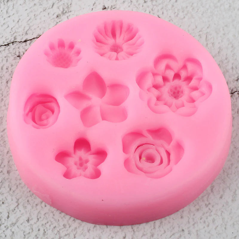 Flower Silicone Mold - Plumeria, Rose, Daisy Chocolate Candy DIY Topper Fondant Cake Decorating Mold