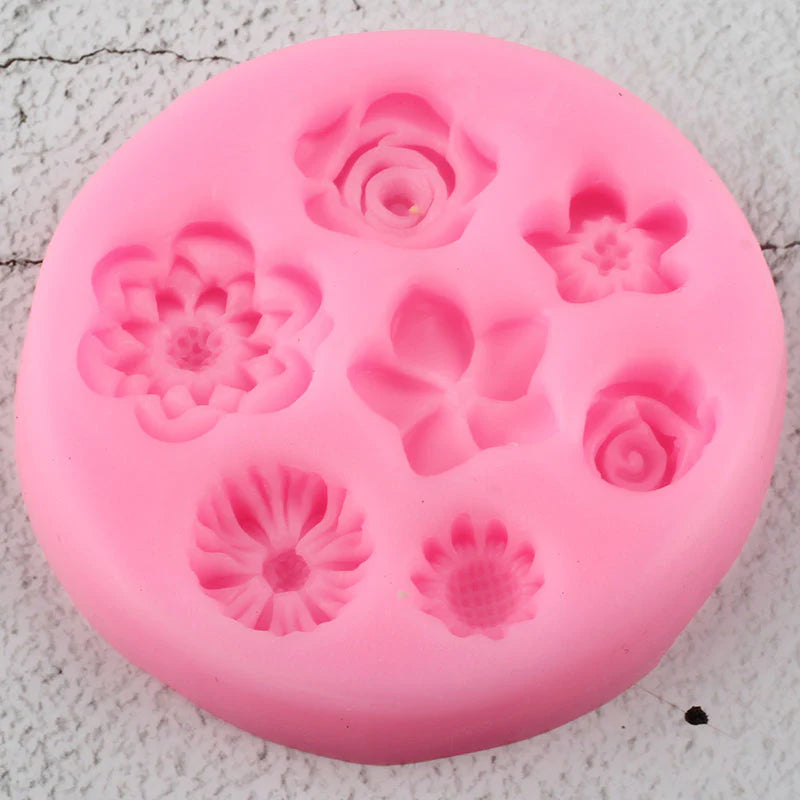 Flower Silicone Mold - Plumeria, Rose, Daisy Chocolate Candy DIY Topper Fondant Cake Decorating Mold