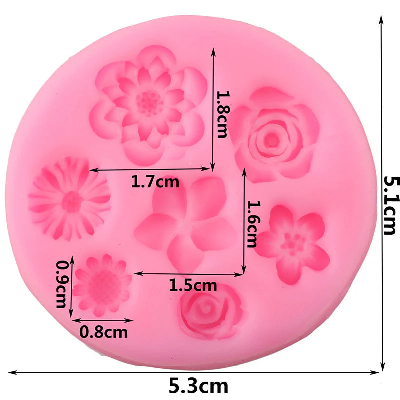 Flower Silicone Mold - Plumeria, Rose, Daisy Chocolate Candy DIY Topper Fondant Cake Decorating Mold