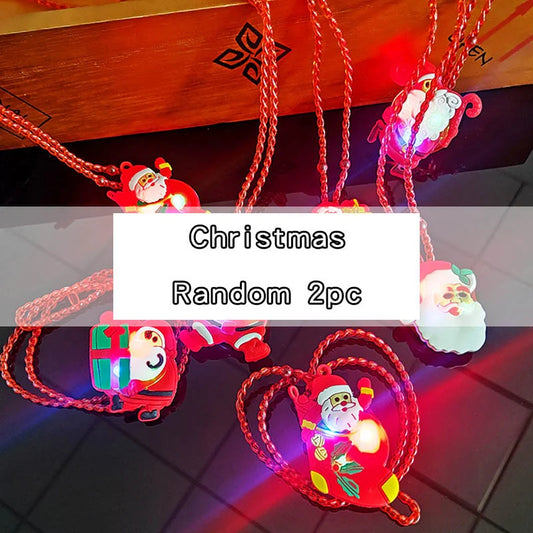 LED Luminous Necklace Toys For Girls, Kids, Cartoon Christmas Party Props, Pendant, Necklace, Lights Glowing Toy, Children Gifts