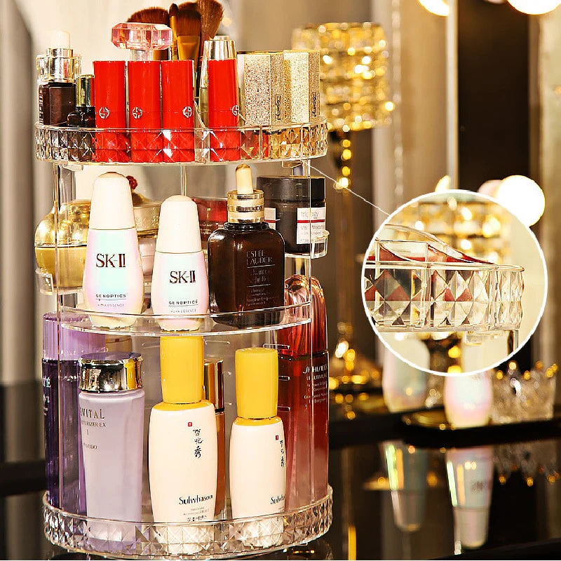 Transparent Rotation Make Up Cosmetic Organizer