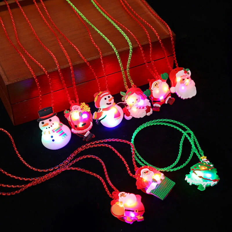 LED Luminous Necklace Toys For Girls, Kids, Cartoon Christmas Party Props, Pendant, Necklace, Lights Glowing Toy, Children Gifts