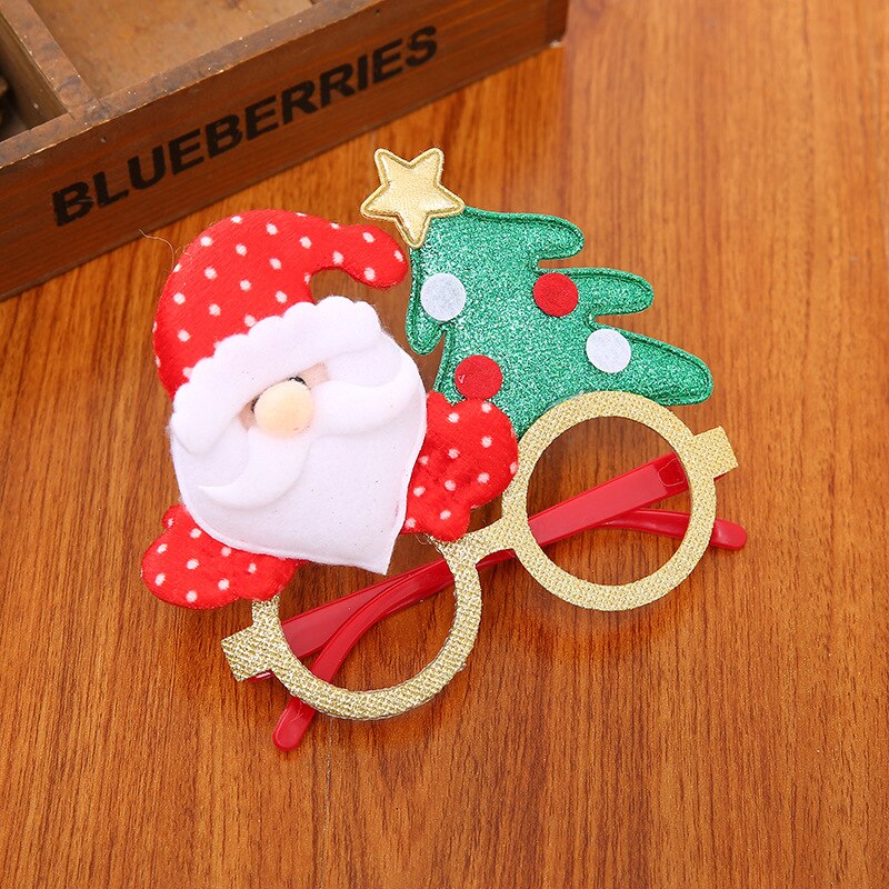 Christmas Tree Colored Glasses Cartoon Antlers Elderly