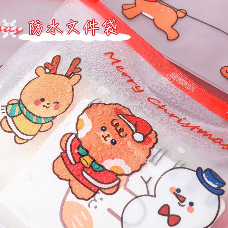 Merry Christmas A5 Transparent PVC Document Bag File Folder