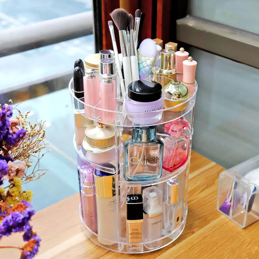 Transparent Rotation Make Up Cosmetic Organizer