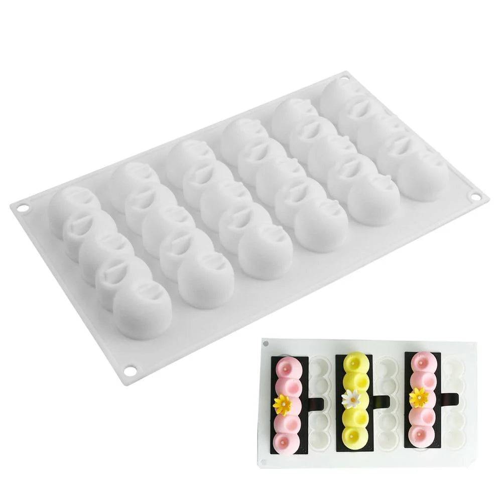 6-Concave Ball Long Strip-Shaped Silicone Mouse Cake Mold