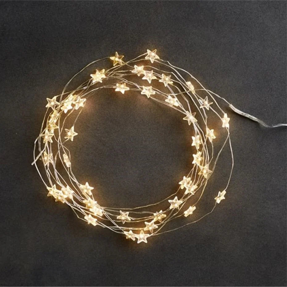 Star String LED Decoration Lights AA Battery Operated 4M Copper Light String Decorative Xmas Snowflake Garland For Bedroom Party $28.99 USD $23.99 USD