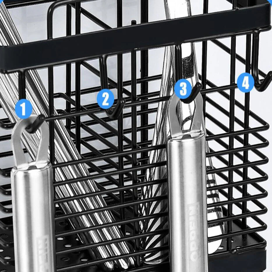 Stainless Steel Chopsticks Spoon Fork Cutlery Drying Hook Rack