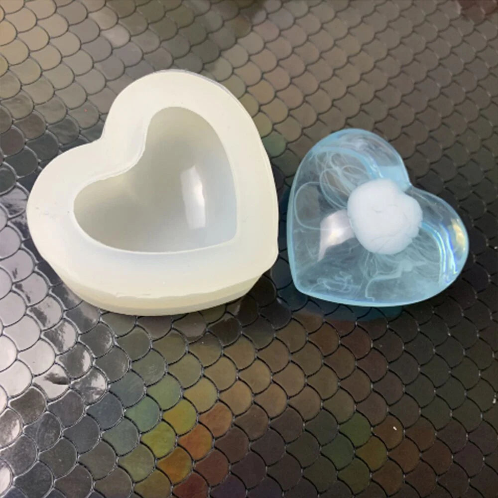 3D- Love Heart Silicone, Aroma Plaster Candle Mold For Cake Decoration