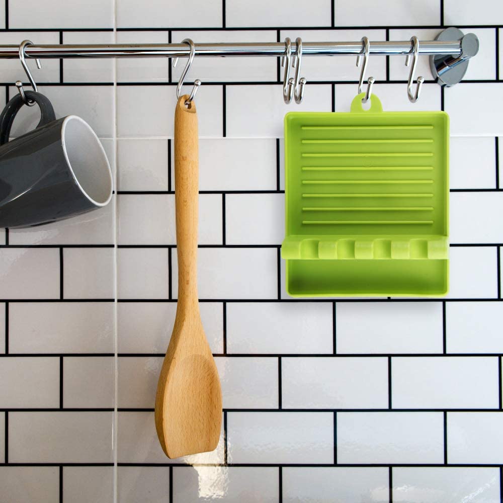 Hot Cooking Utensil Rest - Kitchen Organizer and Storage with Drip Pad