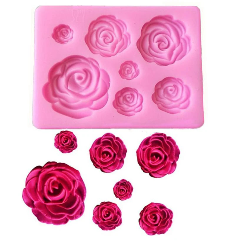 Rose Flower- Silicone Molds, Cupcake Topper Fondant, Cake Decorating Tool