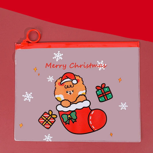 Merry Christmas A5 Transparent PVC Document Bag File Folder