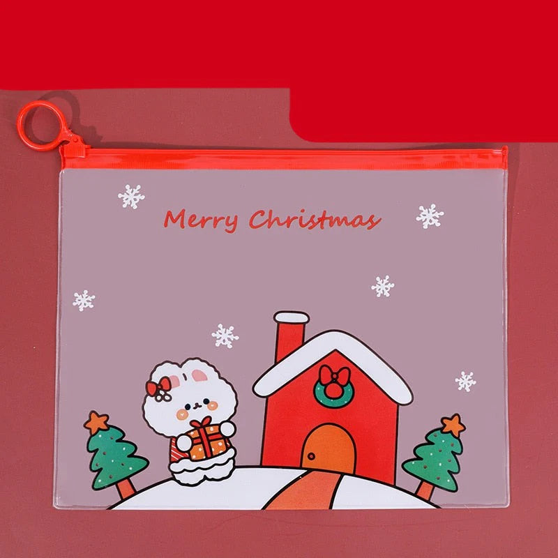 Merry Christmas A5 Transparent PVC Document Bag File Folder