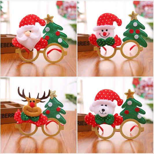 Christmas Tree Colored Glasses Cartoon Antlers Elderly