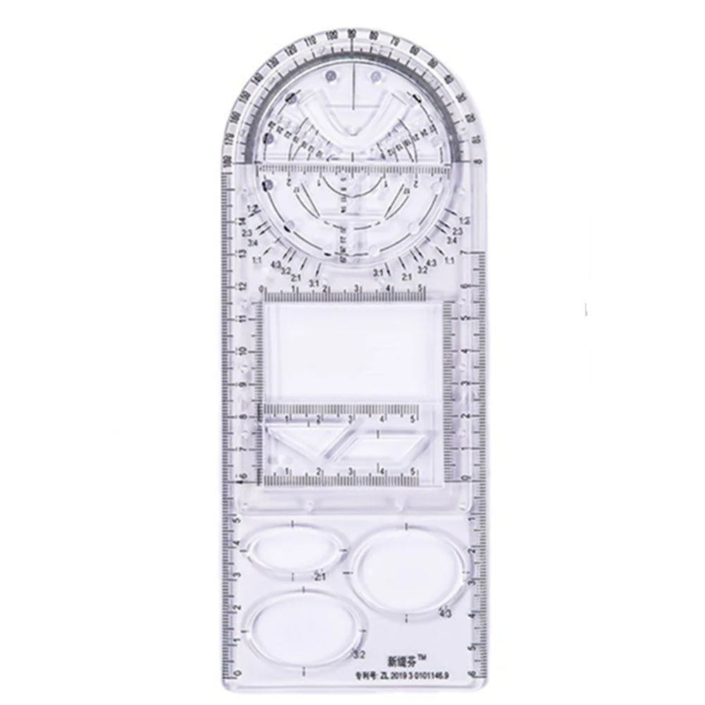 Multifunction Rotatable Drawing Template Ruler