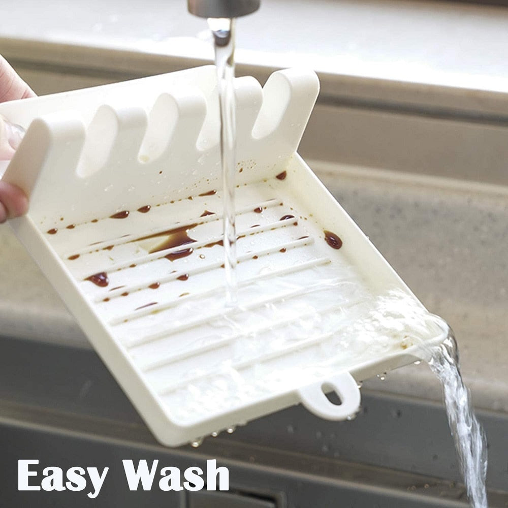 Hot Cooking Utensil Rest - Kitchen Organizer and Storage with Drip Pad
