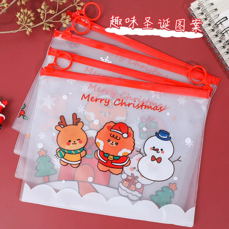 Merry Christmas A5 Transparent PVC Document Bag File Folder