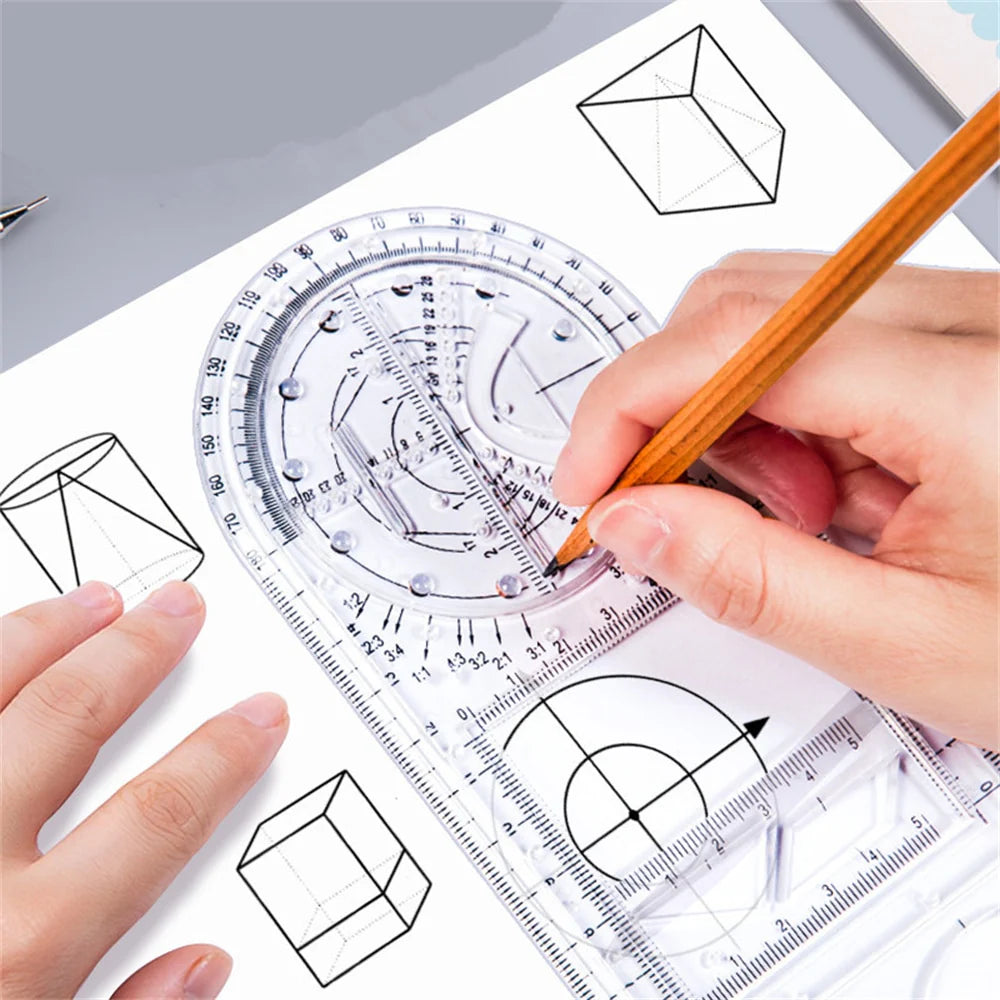 Multifunction Rotatable Drawing Template Ruler