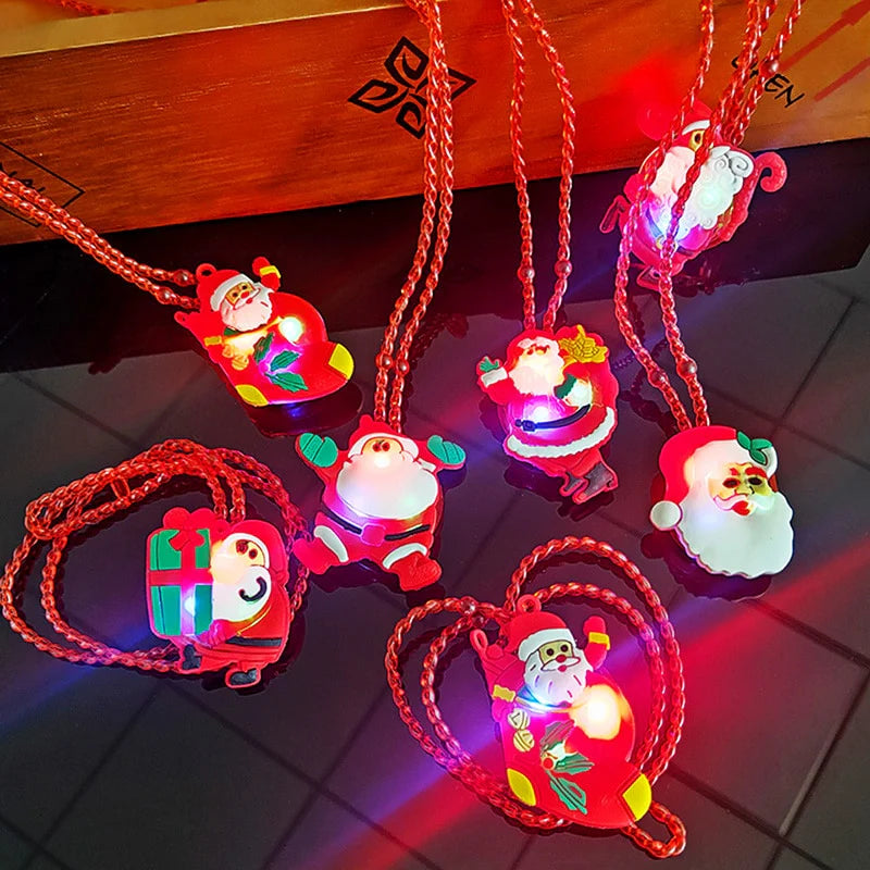 LED Luminous Necklace Toys For Girls, Kids, Cartoon Christmas Party Props, Pendant, Necklace, Lights Glowing Toy, Children Gifts