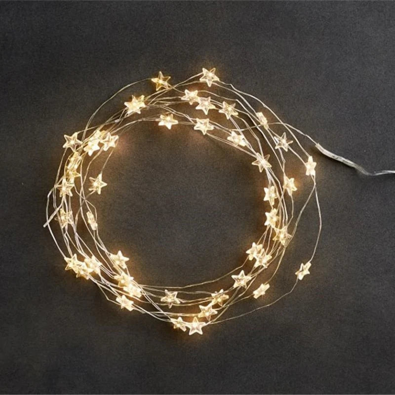 Star String LED Decoration Lights AA Battery Operated 4M Copper Light String Decorative Xmas Snowflake Garland For Bedroom Party $28.99 USD $23.99 USD