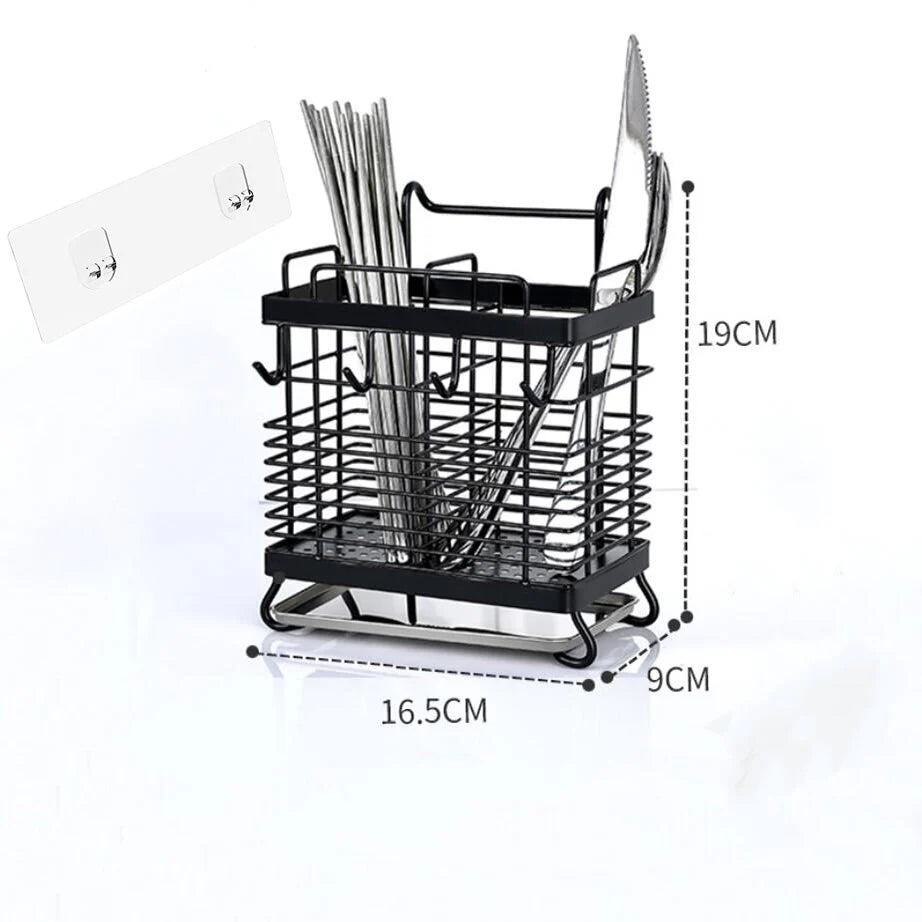 Stainless Steel Chopsticks Spoon Fork Cutlery Drying Hook Rack