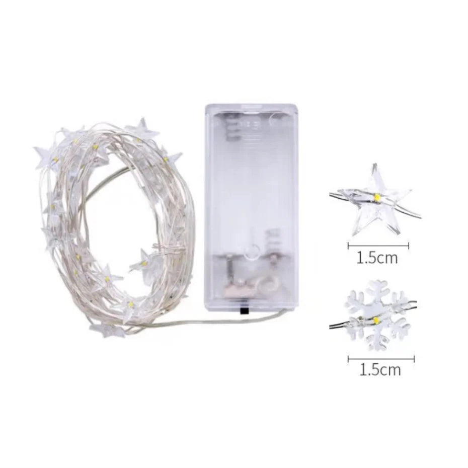 Star String LED Decoration Lights AA Battery Operated 4M Copper Light String Decorative Xmas Snowflake Garland For Bedroom Party $28.99 USD $23.99 USD