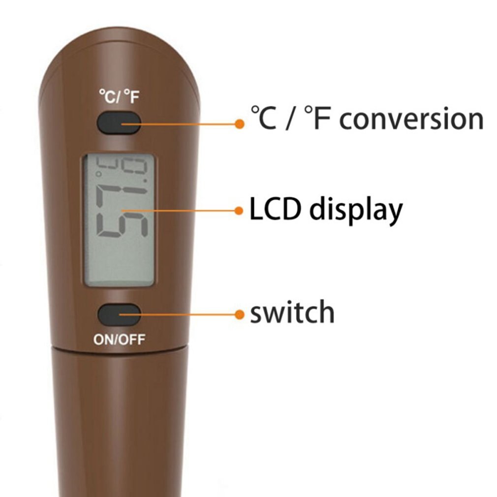 Double Use Silicone Scraper Spatula Cooking Food Thermometer