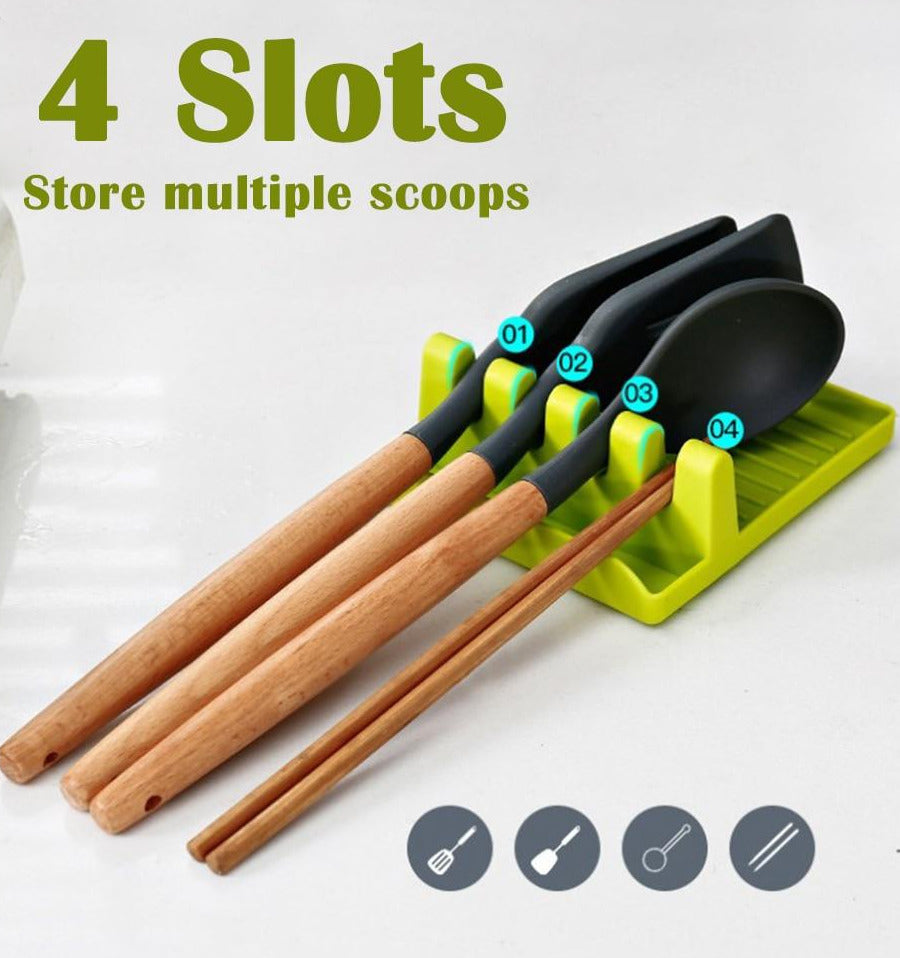 Hot Cooking Utensil Rest - Kitchen Organizer and Storage with Drip Pad