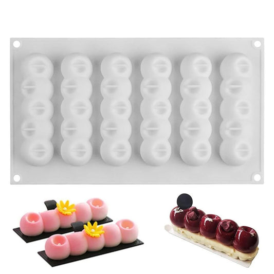 6-Concave Ball Long Strip-Shaped Silicone Mouse Cake Mold